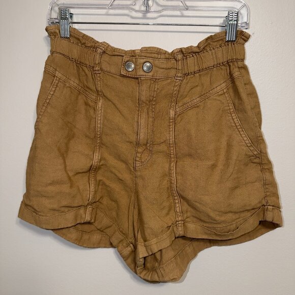 American Eagle Brown Paperbag Waist Utility Shorts Size 12 Casual Summer - Picture 2 of 5